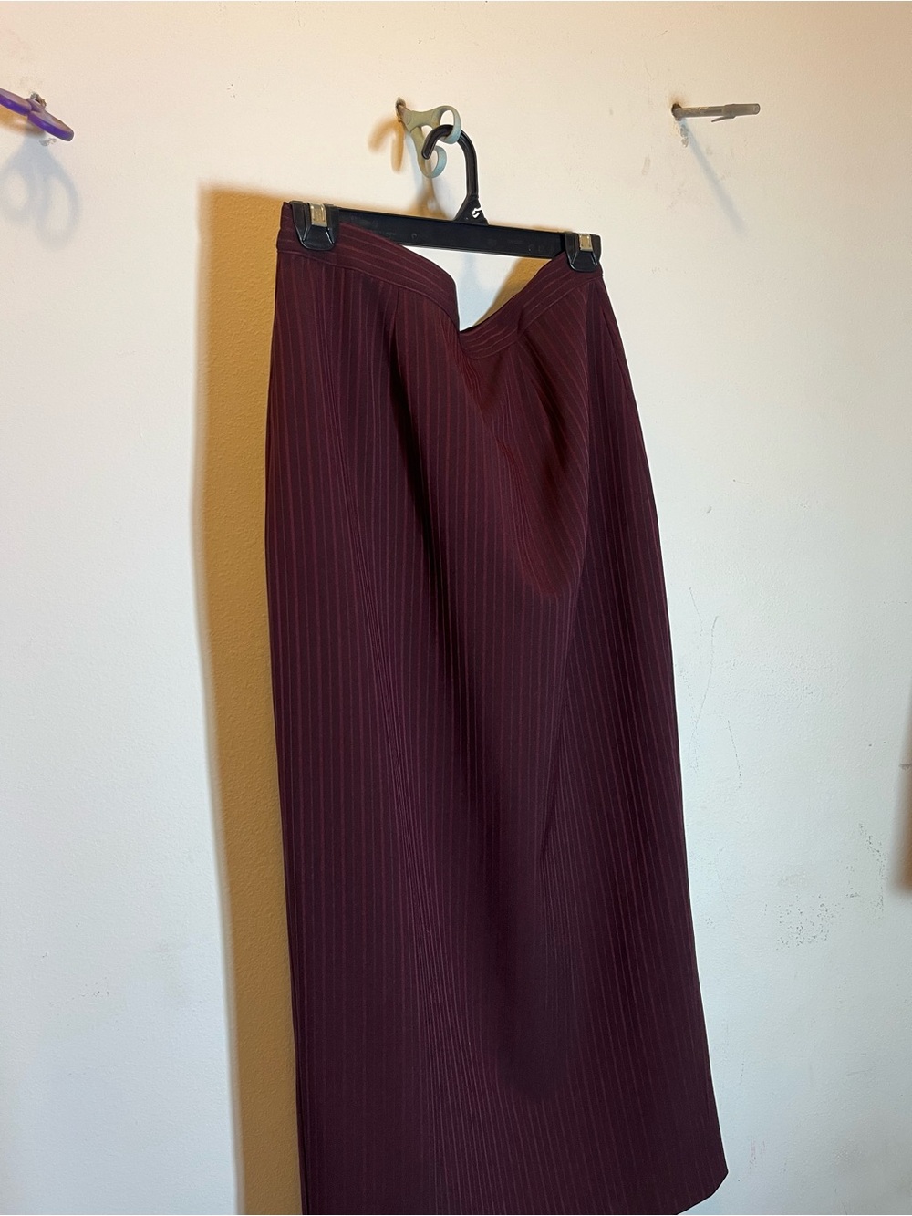 Vintage Joseph Ribkoff Burgundy Pinstripe Pencil Skirt